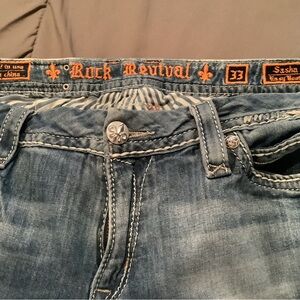 Women’s Rock Revival Jeans from BUCKLE! 33x33.  Very loved but lots of wear left